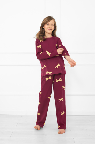 Italian Fashion Kwadro – piżama dziewczęca bawełniana z kokardkami