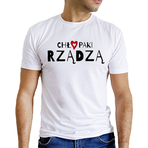 Koszulka męska "CHŁOPAKI RZĄDZĄ" Moocha biały