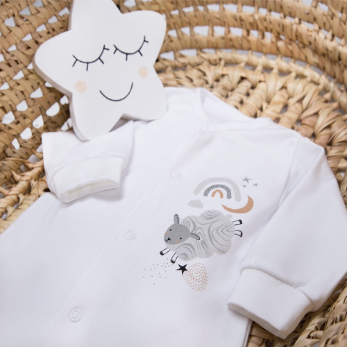 Pajac z nadrukiem Mellow Ewa Klucze - biały 