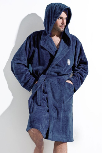 Szlafrok męski z kapturem L&L Iwo navy