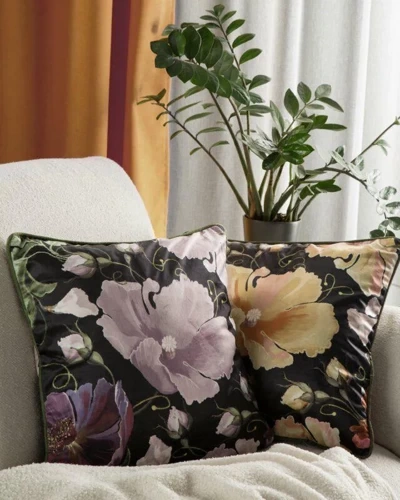 Poszewka welurowa kwiaty Velvet 116 Eurofirany fioletowy