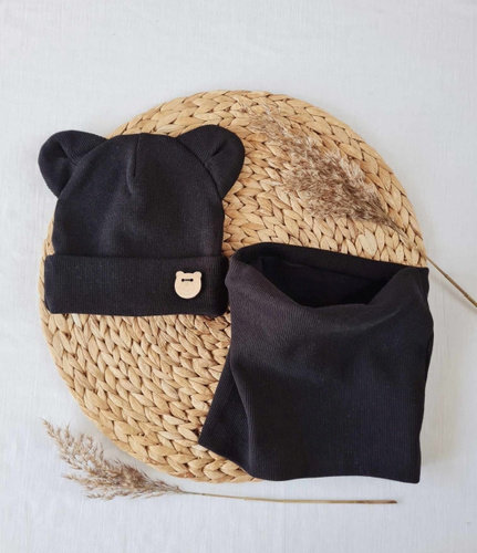 Czapka 15U Teddy prążek podwójna Marija - czarny