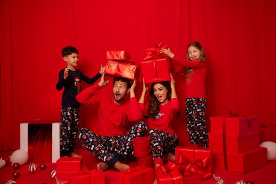 Piżama Damska długi rękaw, długie spodnie Makala Italian Fashion - czerwony/druk