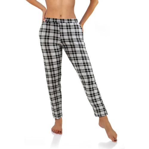 2585/02 Spodnie piżamowe Sesto Senzo krata czarny/biały 