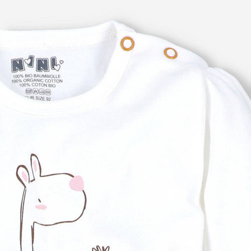 Body dla dziewczynki z bawełny organicznej Giraffe Nini ecru