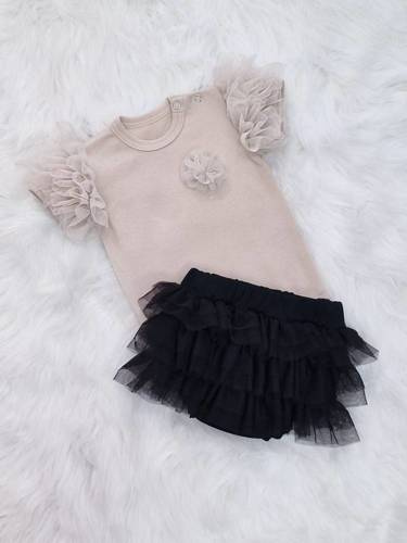 Body z krótkim rękawem Inez Bambarillo beżowy