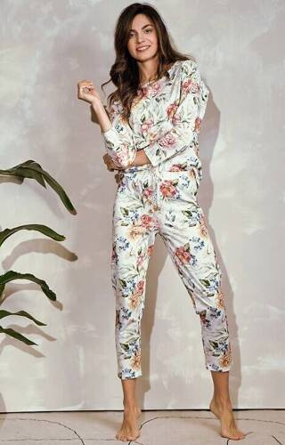 Piżama Damska 3249 Adelaide Taro- biała