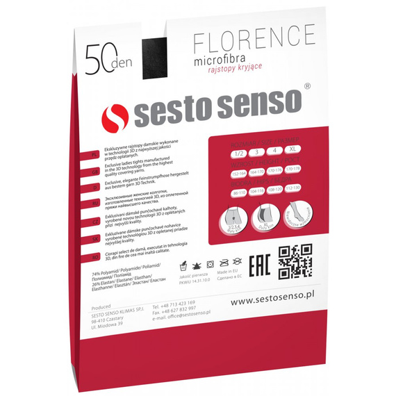 Florence Rajstopy antycellulitowe 50 den Sesto Senso- czarny