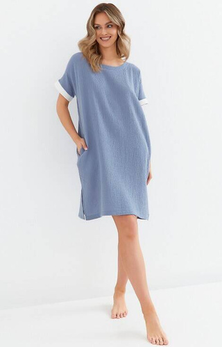 Koszula nocna muślinowa 133 Cana- niebieska 