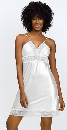 Halka satynowa Zahara koszulka damska DKaren - biały