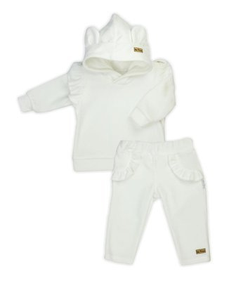 Komplet welurowy bluza + spodnie 169300 "Mix" Nicol - waniliowy