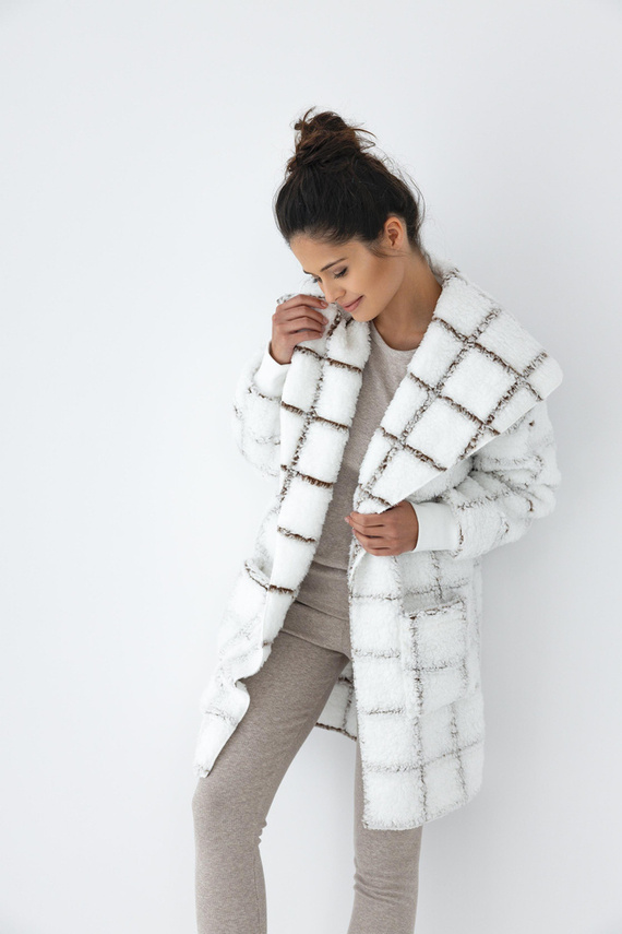 Kardigan Szlafrok Delphine Sensis - biały-kratka