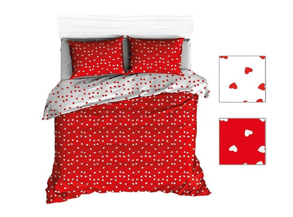 Pościel bawełniana R121 serca szary