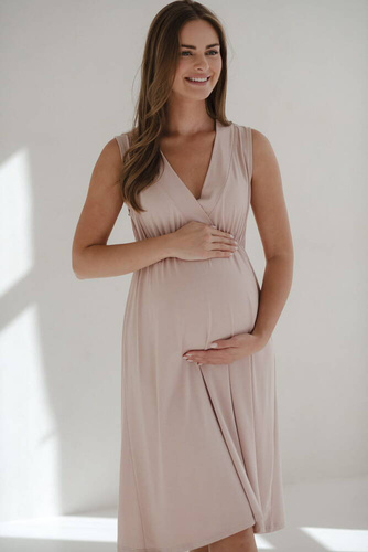 Koszula nocna ciążowa i do karmienia z bambusa Star Light Milk&Love pudrowy róż