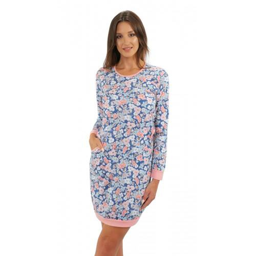 Koszula nocna Awa Long Sesto Senso morela kwiaty
