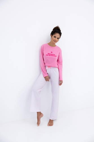 Damska piżama Malaya Sensis – bawełniany komplet z nadrukiem i kokardką