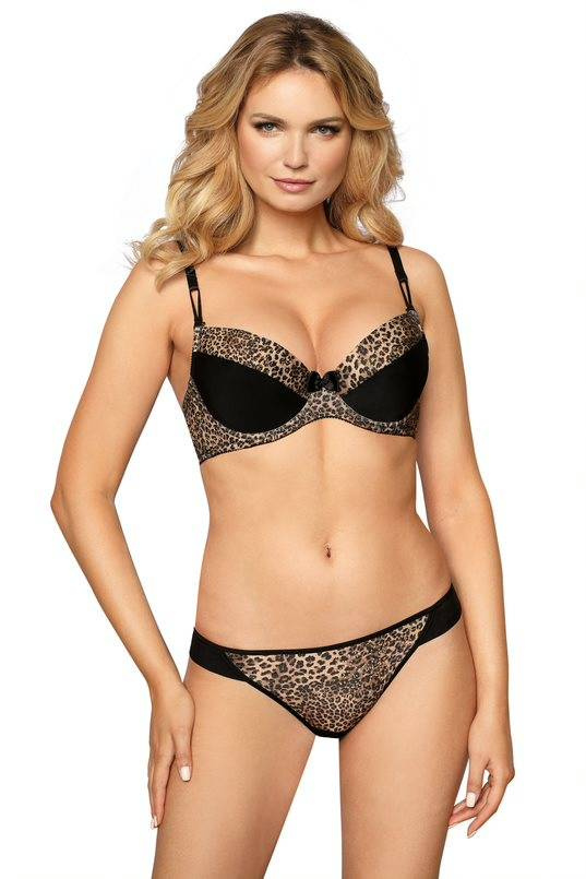 Biustonosz push-up Zoje Róża - panterka