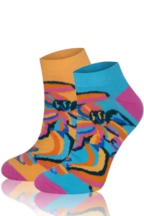 Skarpety stopki S141S Zanzi Italian Fashion - tuskusowy/żółty/różowy