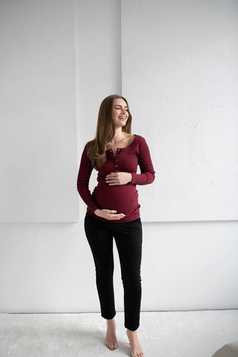 Bluzka ciążowa i do karmienia Tummy Milk&Love bordowy