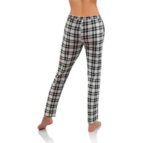 2585/02 Spodnie piżamowe Sesto Senzo krata czarny/biały 