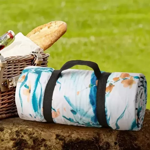 Koc piknikowy Kwiaty Eurofirany turkusowy