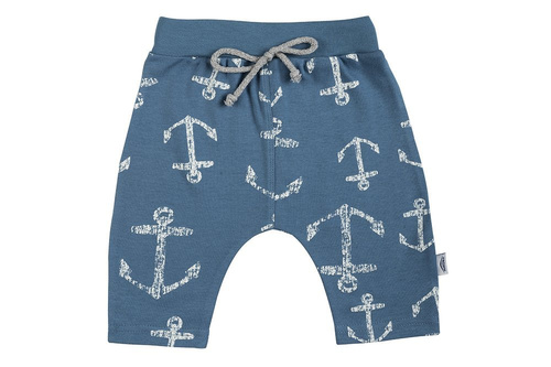 Spodnie niemowlęce 3/4 "BLUE SEA" Makoma niebieski kotwice