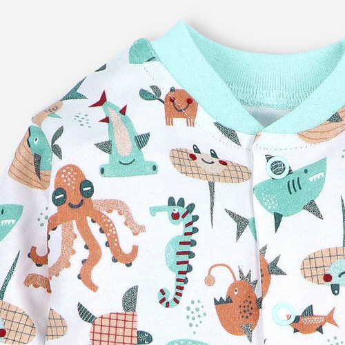 Pajacyk z bawełny organicznej Morskie Zwierzątka Nini druk