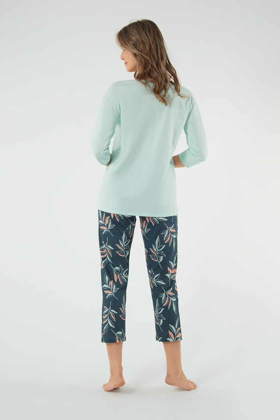 Piżama Damska 3/4 rękaw i 7/8 spodnie Julietta Italian Fashion - pistacjowy/druk