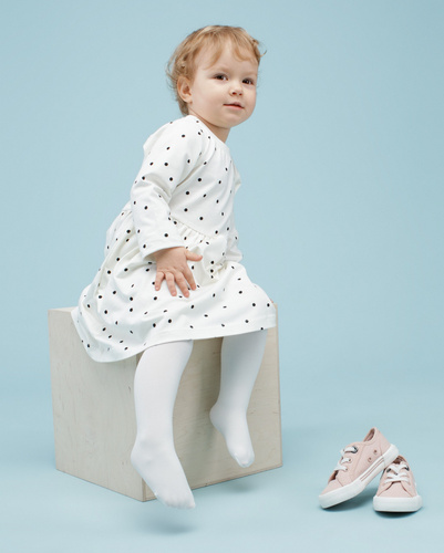 Sukienka z długim rękawem Tres Bien Pinokio - ecru groszki