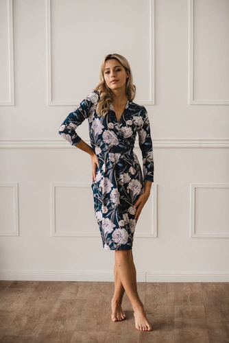 Sukienka ciążowa i do karmienia Grow with me Milk&Love granatowa w piwonie