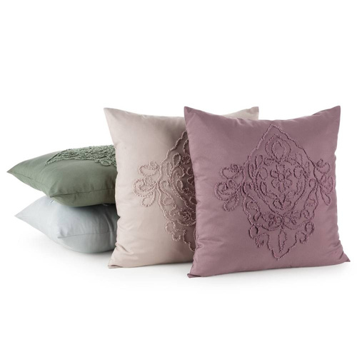 Poszewka Mira zdobiona ornamentową aplikacją Eurofirany jasnoszary