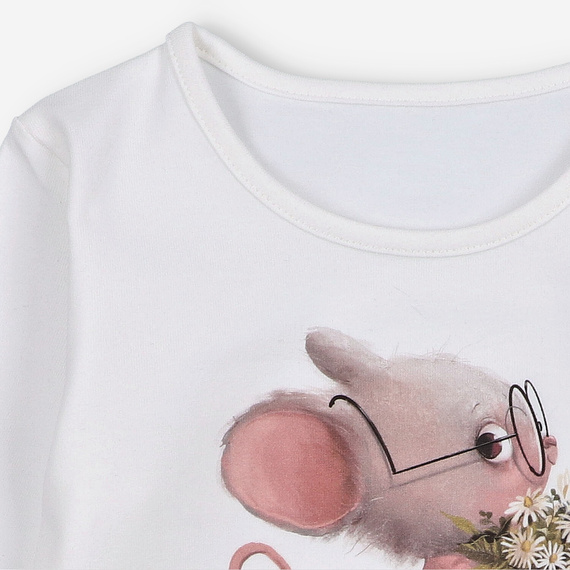 Lagarto Verde bluzka dla dziewczynki z długim rękawem ecru– modna, bawełniana, trwała