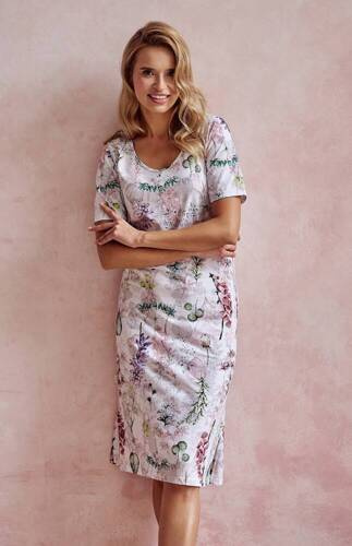 Koszula  Damska 3124 Olive Taro- biały kwaity