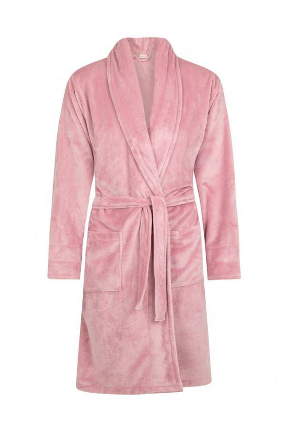 Szlafrok damski polarowy Żona + Korona ByShelly - brudny róż/srebrny