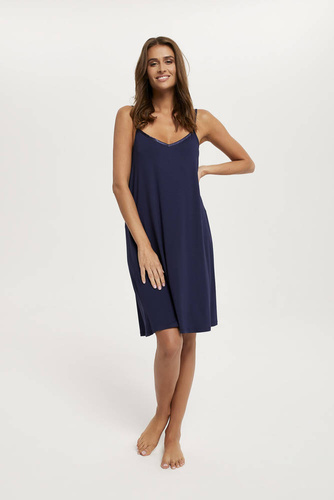 Koszula damska na wąskich ramiączkach Song Italia Fashion - granatowy