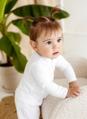 Body baby z długim rękawem  "Natural Waffel" Makoma white