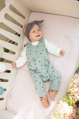 Ogrodniczki niemowlęce Tres Bien Pinokio - mięta druk