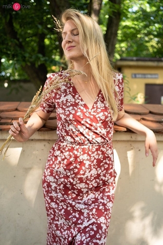 Two Ways LONG Sukienka do karmienia ciążowa krótki rękaw Milk&Love granatowy 