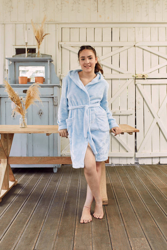 Szlafrok z kapturem Misti Italian Fashion - niebieski