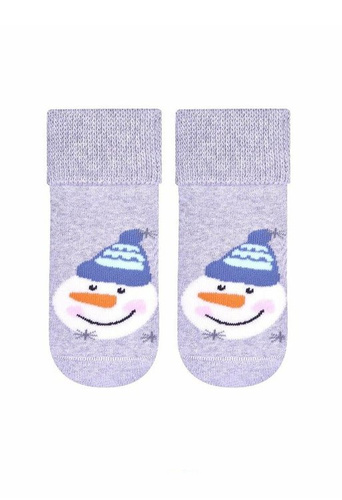 Art.156 Skarpety dziecięce  Świąteczne Frotte  Steven szary jasny melanż/renifer  002