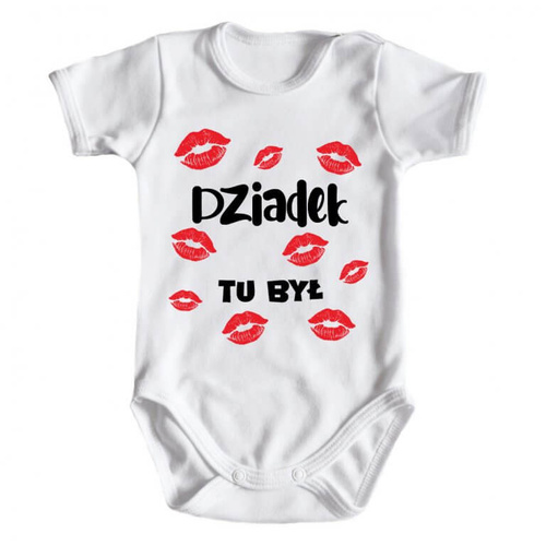 Body niemowlęce krótki rękaw "DZIADEK tu był" Moocha biały 