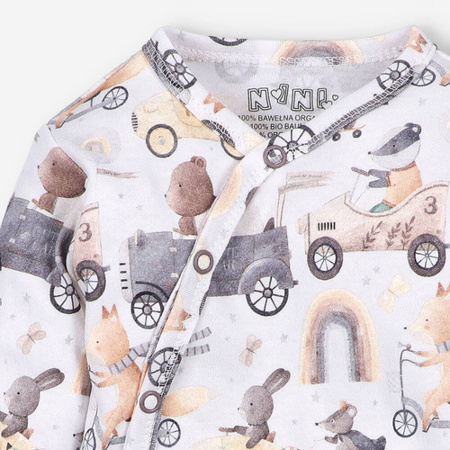 Body kopertowe z bawełny organicznej Cute Cars Nini druk