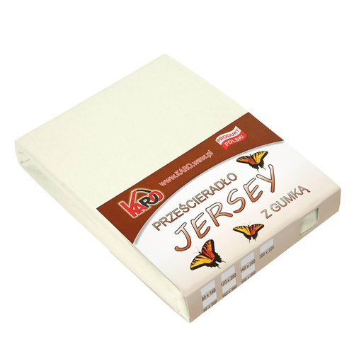 Prześcieradło Jersey z gumką KARO - ekri