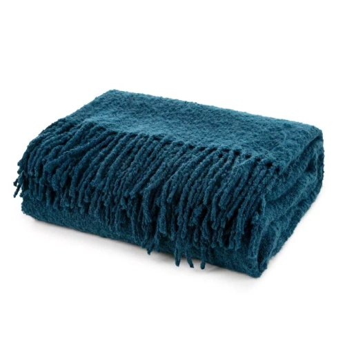 Koc narzuta imitująca buklę Bela Eurofirany granatowy 