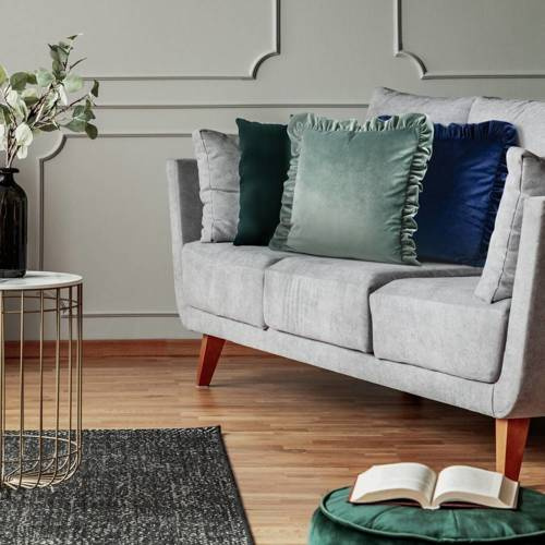 Poszewka z welwetu zdobiona na brzegach falbanami Eurofirany miętowy