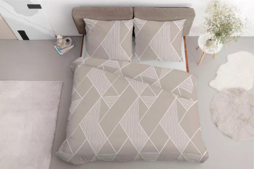 Pościel z mikrofibry geometria 5029 A Detexpol beżowy