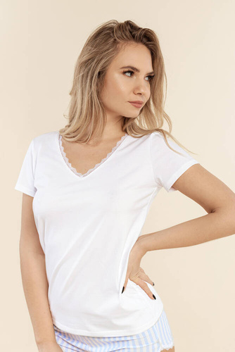 Piżama damska z koronką 10 Bonamera niebieski paski