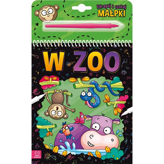 Książeczka zdrapuj małpki w zoo z rysikiem Aksjomat