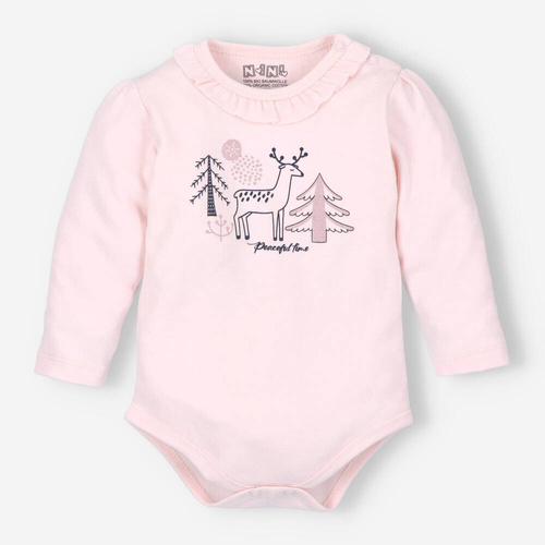 Body z bawełny organicznej Jelonki Nini różowy 