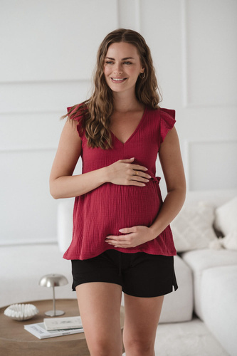 Bluzka ciążowa i do karmienia Milky Butterfly z bawełny Milk&Love malinowy